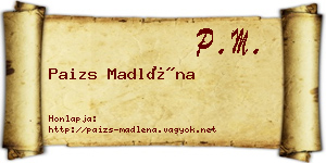Paizs Madléna névjegykártya
